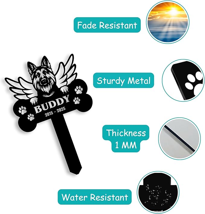 Custom Dog Grave Markers Outdoor | Personalized Pet Grave Markers Dog Memorial Headstone | Personalized Pet Graveyard for Pets Owners | Best Memorial Gifts for Your Furry Friends Passed Away