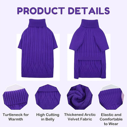 Large Breed Dog Sweaters, Warm Winter Fall Dog Sweaters for Dog Girls Boys, Turtleneck Dog Knitwear, Doggie Christmas Sweater, Pet Sweatshirt Clothes Outfit Knit St. Bernard (Purple XXXXXL)