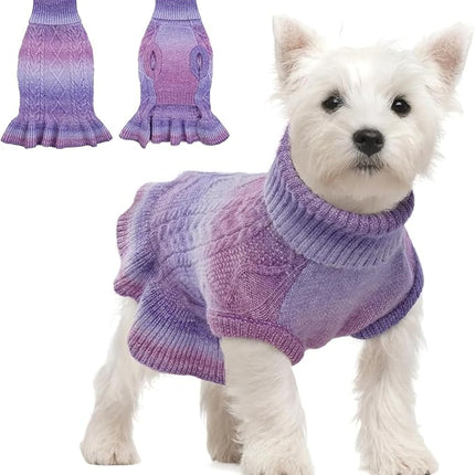 QBLEEV Dog Sweaters for Medium Dogs - Warm Winter & Fall Doggie Sweaters with Knitwear Cable Design for Puppy to Dog, Christmas & Everyday Use