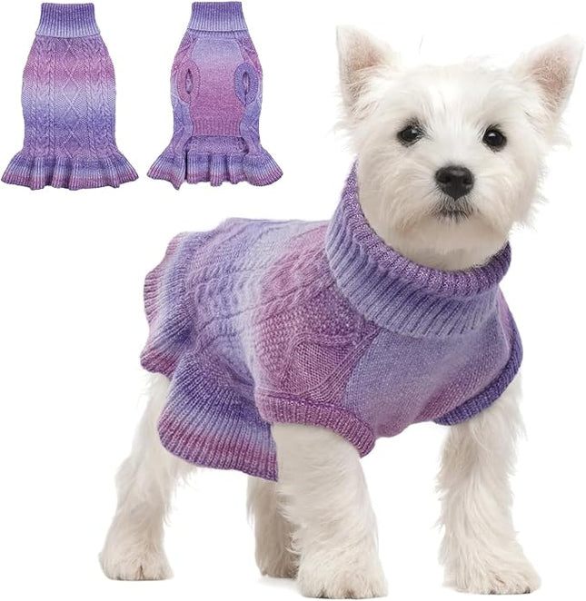 QBLEEV Dog Sweaters for Medium Dogs - Warm Winter & Fall Doggie Sweaters with Knitwear Cable Design for Puppy to Dog, Christmas & Everyday Use
