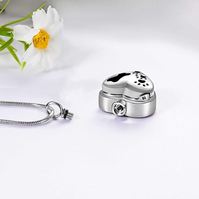 Farfume Personalized Pet Urn Necklace for Dog Cat Ashes Cremation Pet Memorial Customized Photo Text Engraving Pendant Keepsake Funeral Jewelry