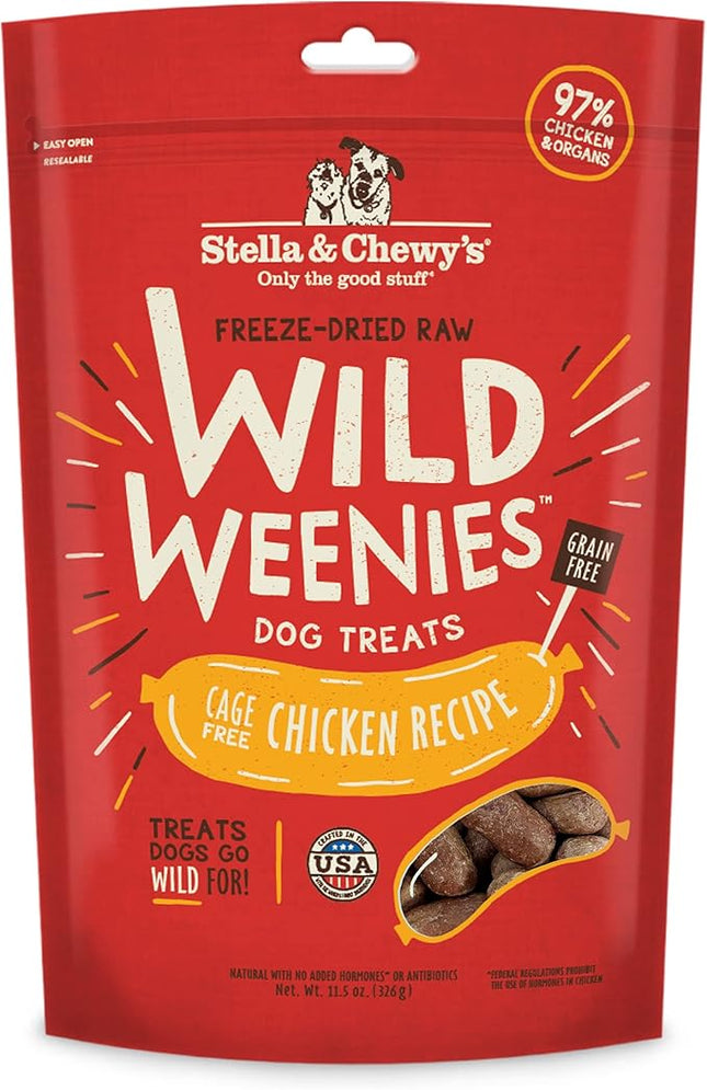 Stella & Chewy's Freeze-Dried Raw Wild Weenies Dog Treats - High-Protein Training Treats for Dogs & Puppies - All-Natural Chicken Recipe with 97% Meat & Organs - USA Made - 11.5 oz Bag