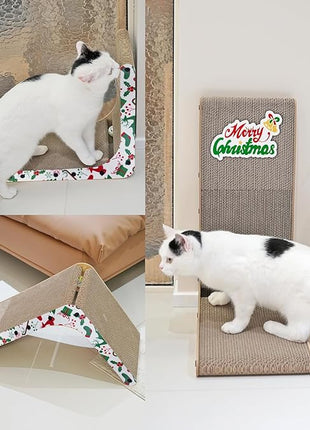 Cardboard Cat Scratcher, 23.6 Inch L Shaped Vertical Cat Scratching Board, Wall-Mount Cat Scratchers for Indoor Cats (Colorful, 2pcs)