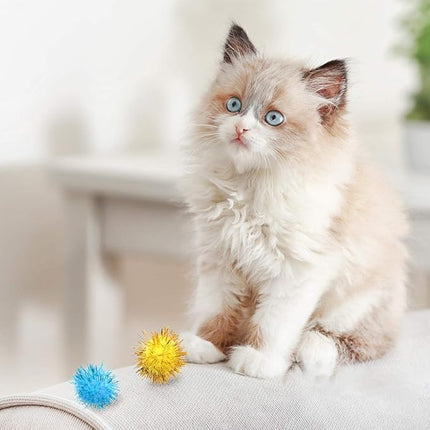 VAPKER 30 Piece Assorted Color Sparkle Balls Cat's Favorite Toy Tinsel Pom Poms Glitter