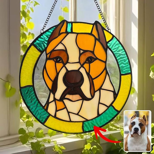 Custom Dog Portrait Stained Glass Suncatcher, Pet Memorial Stained Glass Photo Suncatcher, Staineds Glass Dog Memorial, Loss of Dogs Sympathy Gift Personalized, Pet Loss Gifts /13