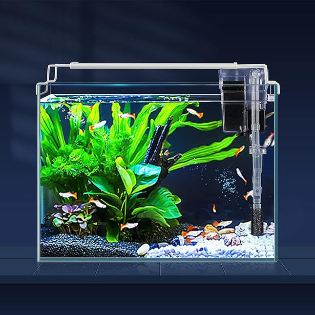 Rimless Glass Aquarium Starter Kit (3 Gal), Ultra Clear Low Iron Glass Fish Tank Set, Small Beta Fish Tank & Filter with Surface Skimmer & 3-Mode LED Light