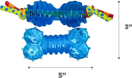 Petstages Mini Orka Chew Pair Bone & Dumbbell Dog Toys - 2 Pack