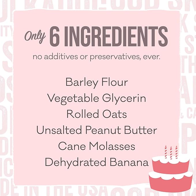 Polkadog Cake Batter Dog Treats – Soft & Chewy Premium Birthday Treats with Peanut Butter & Banana – Healthy, Limited Ingredient, Training Size for All Dog Breeds & Ages – Natural, Made in USA – 10 oz