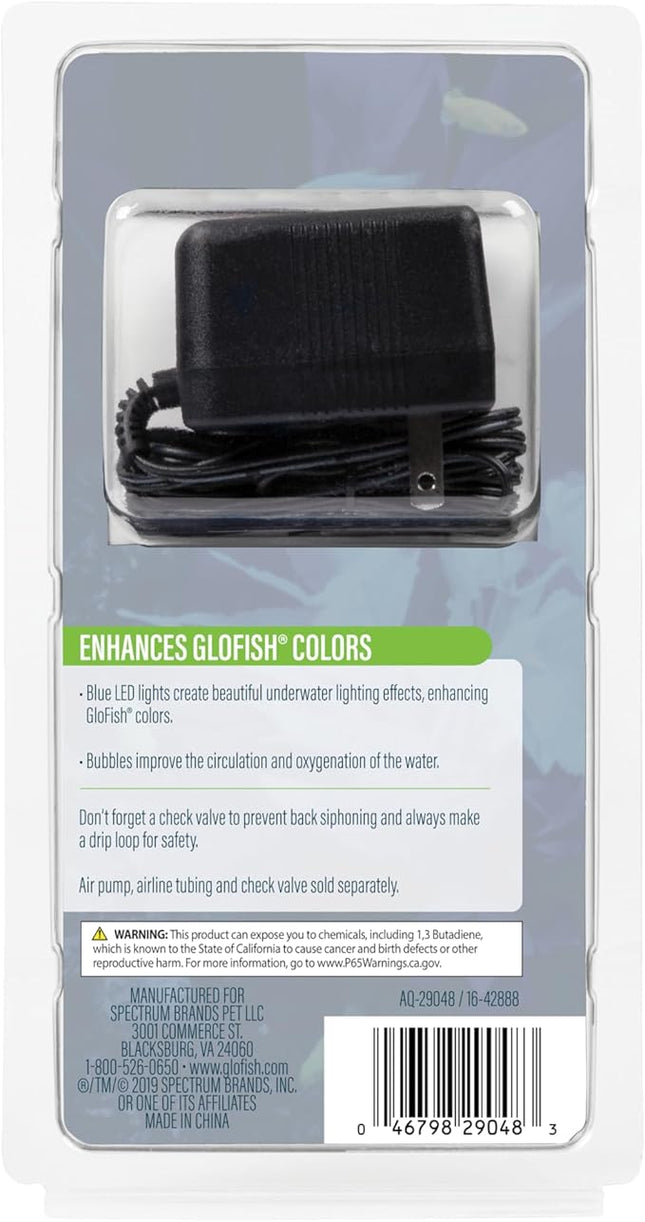 GloFish Blue LED Bubbler, Aquarium Lights With Air Stone For Fish Tanks