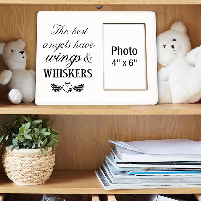 Pet Memorial Gift Picture Frame, Dog Memorial Gifts for Loss of Dog, Sympathy Gifts for Cat Dogs, Grief Gift for Women, Cat Pet Passing Away Remembrance Wood Photo Frames, 4 x 6 Inch Photo