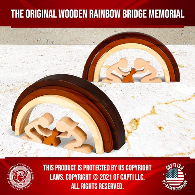 Capti Rainbow Bridge Cat Memorial Gifts, Loss of Cat Sympathy Gift - I'll Meet You at The Rainbow Bridge - Pet Loss Gifts, Bereavement, Sympathy Keepsake for Loss of Pet (Cat and Family)