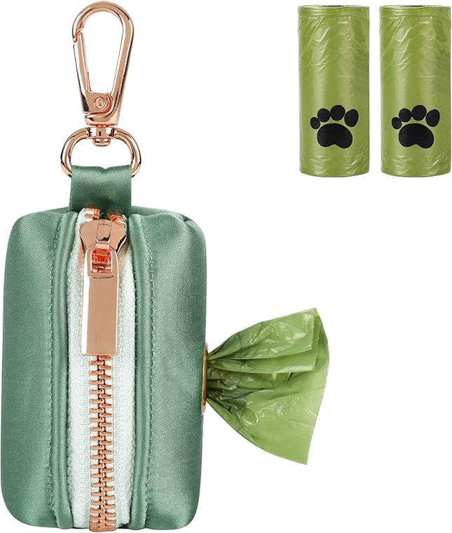 Lionet Paws Cute Poop Bag Holder with Bag for Leash, Silk Dog Dispenser, Matching Collar