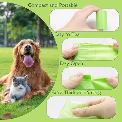Loveishere 100% Compostable & Biodegradable Poop Bags(360 Bags, 24 Rolls) - 20 Micron Thick, Guaranteed Leak Proof, ASTM D6400 & EN 13432 Certified (Green)