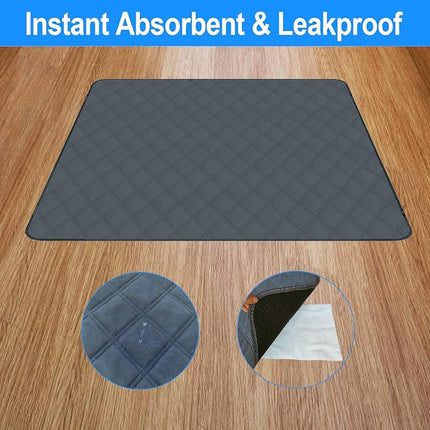 RIOUSSI Washable Pee Pads for Dogs, Reusable, Absorbent, Leakproof, Non Slip Pet Puppy Pads for Potty Training. Dark Gray, 18x24 Inch(2pack)