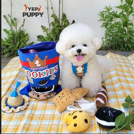 YEPPUPPY Sniffing Play for Mental Stimulation& Hide & Seek Plush Treat Dispenser – Boredom-Busting Interactive Burrow Dog Toy – Snuffle Puzzle Enrichment Gamewith Crinkle Bag and Cookies Design