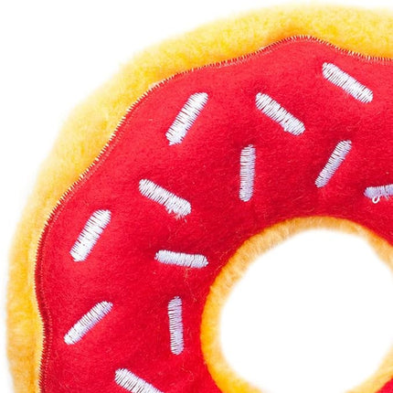 ZippyPaws - Original Donutz No Stuffing Squeaky Plush Dog Toy - Cherry