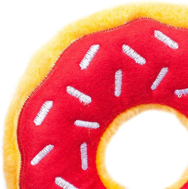 ZippyPaws - Original Donutz No Stuffing Squeaky Plush Dog Toy - Cherry