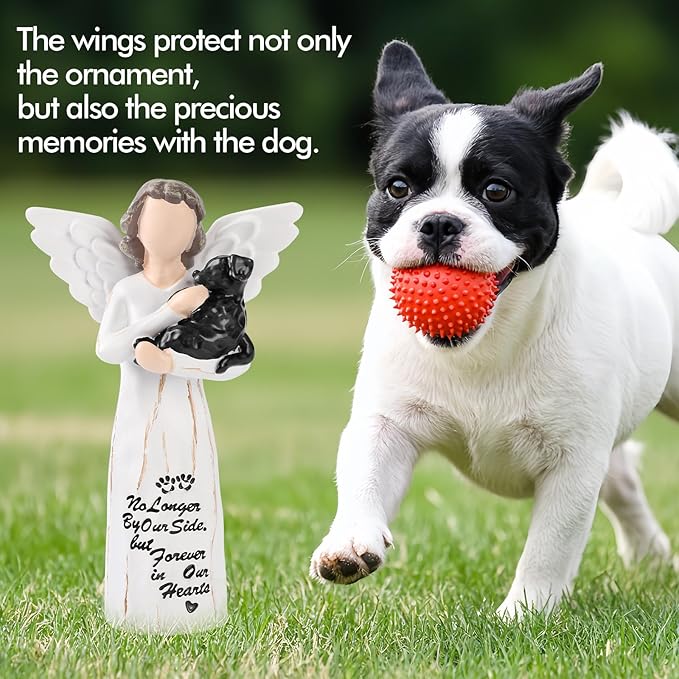 Loss of Dog Sympathy Gift, Dog Memorial Gifts, Angel Figurine, Remembrance Keepsake, Pet Sympathy Gift(Black-S Size)