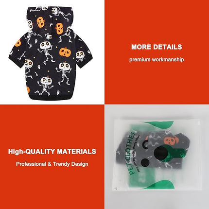 Halloween Dog Hoodies for Large Dogs: Puppy Pumpkin Sweatshirt Winter Warm Ghost Bat Costume Halloween Dog Hooded Clothes Pet Cat Holiday Apparel (Black, L)