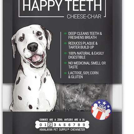 Himalayan Dog Chew Happy Teeth Yak Cheese, Soft Dog Chew, 100% Natural Soft Density Dental Treats, Gluten Free, Safe Treats for Oral Health, Lactose & Grain Free, Protein Rich, Cheese-Charcoal 2 Count
