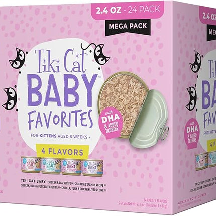 Tiki Cat Baby Favorites Whole Foods Wet Cat Food for Kittens Mega Pack, 2.4 oz. Can (24 Count)