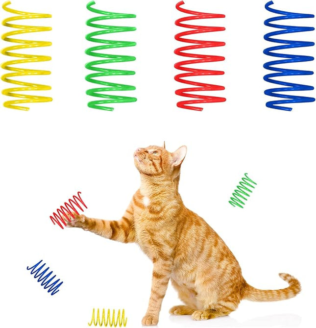 SPOT Colorful Cat Spring Toys – 2" Bouncy Coils for Indoor Cats & Kittens to Swat, Chase, Bite – Interactive Enrichment Toys, Safe Plastic, 10-Pack, Multi-Color
