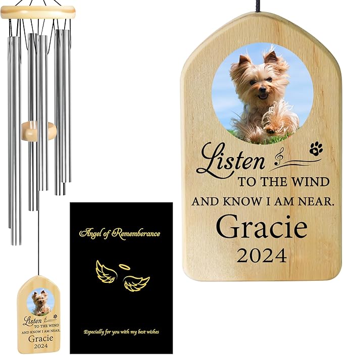 Personalized Pet Memorial Gifts, Pet Memorial Wind Chime, Dog Memorial Gifts, Cat Memorial Gifts, Pet Loss Gifts, Pet Loss Sympathy Gift, Dog Bereavement Gift, Dog Remembrance Gift - I Am Near