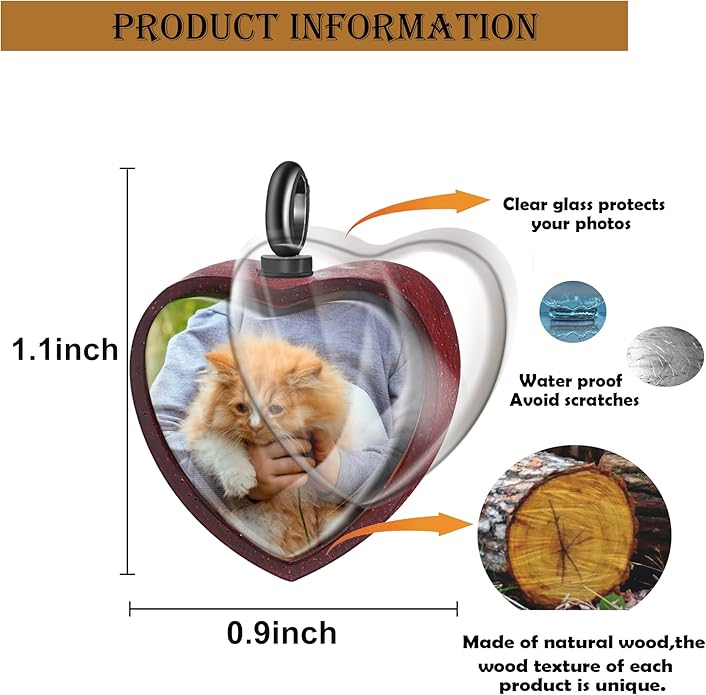 Farfume Personalized Pet Urn Necklace for Dog Cat Ashes Cremation Pet Memorial Customized Photo Text Engraving Pendant Keepsake Funeral Jewelry