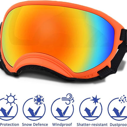 Large Dog Sunglasses with Adjustable Strap UV Protection, Winproof Puppy Sunglasses, Suitable for Medium-Large Pet Glasses, Dogs Eyes Soft Goggles, OrangeColours