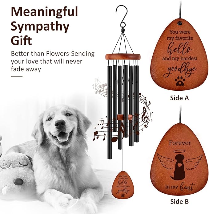 Pet Memorial Gifts,Sympathy Wind Chimes 25.5 Inch,Loss of Dog Sympathy Gift, Dog Bereavement Memorial Gifts,Loss of Pet Emotional Support Gift