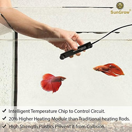 SunGrow Water Heater, 10W, Turtle Aquarum Tank, Cat & Dog Heated Bowl, Warm Water Encourage Drinking, Bird Fountain Deicer, Chicken & Horse Water Dispenser Warmer, Quail Waterer Storage Bucket