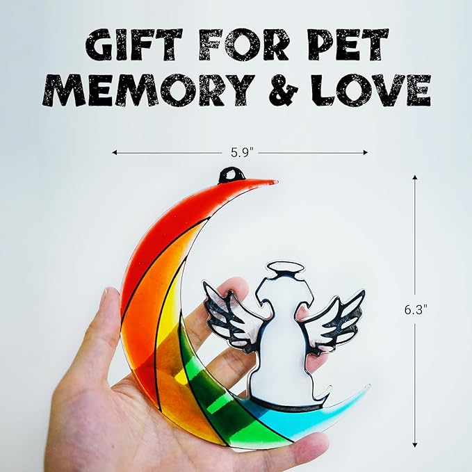 Stained Glass Dog Memorial Gifts for Loss of Dog, Handmade Pet Memorial Gift, Rainbow Bridge