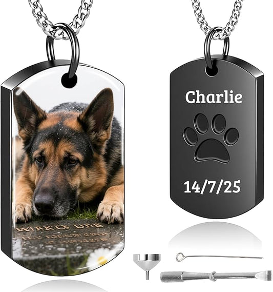 Custom Pet Necklace, Personalized Dogs Necklaces for Women, Dogs Remembrance Jewelry, Picture Necklace Personalized Photo, Customized Dog Memorial Gifts for Loss of Dog