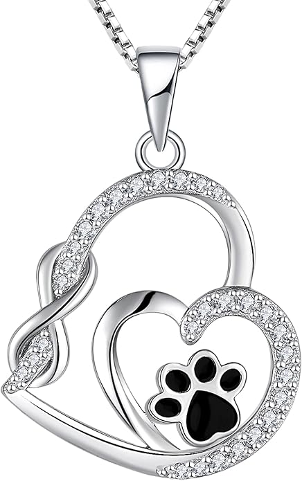 STARCHENIE Puppy Dog Necklace 925 Sterling Silver Love Heart Pendant Cat Pet Paw Print Jewelry for Women