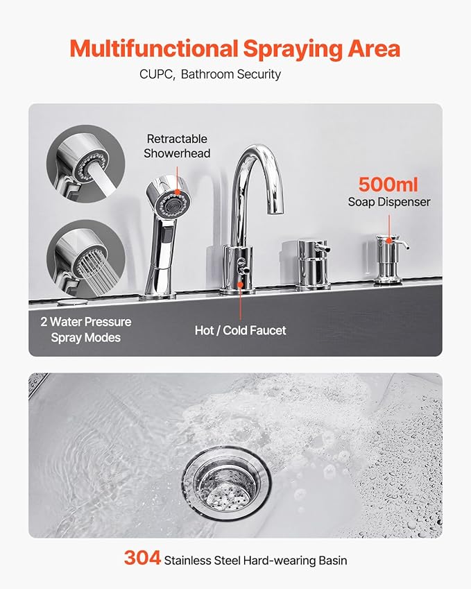 VEVOR Professional 304 Stainless Steel Dog Bathing Station, 50 inch Pet Grooming Tub w/Anti-Slip ramp, Storage Drawer, Cold Hot Faucet Showerhead, for Large & Medium & Small (Right Door, with Drawer)