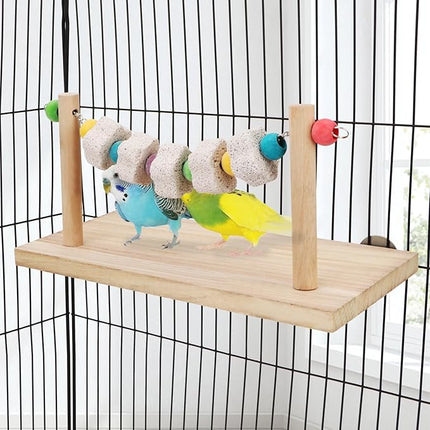 Hypeety Wooden Bird Perch Platform Pet Natural Chewing Toys Health Cage Accessories for Mouse, Chinchilla, Rat, Gerbil, Guinea-Pigs, Dwarf Hamster