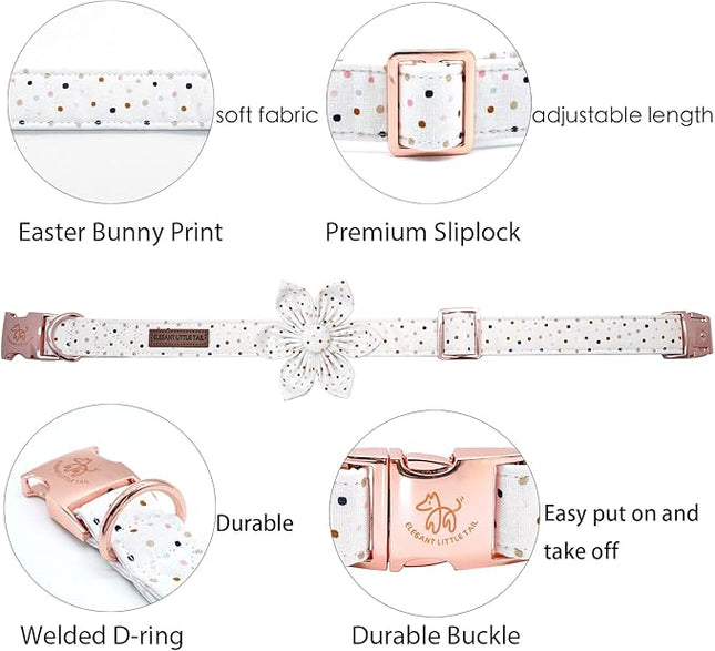 Elegant little tail Dog Collar, Dog Collar with Flower, Boy Girl Dot Cute Pet Collar Flower Dog Collars Adjustable Dog Collar for Medium Dogs