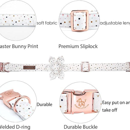 Elegant little tail Dog Collar, Dog Collar with Flower, Boy Girl Dot Cute Pet Collar Flower Dog Collars Adjustable Dog Collar for Large Dogs