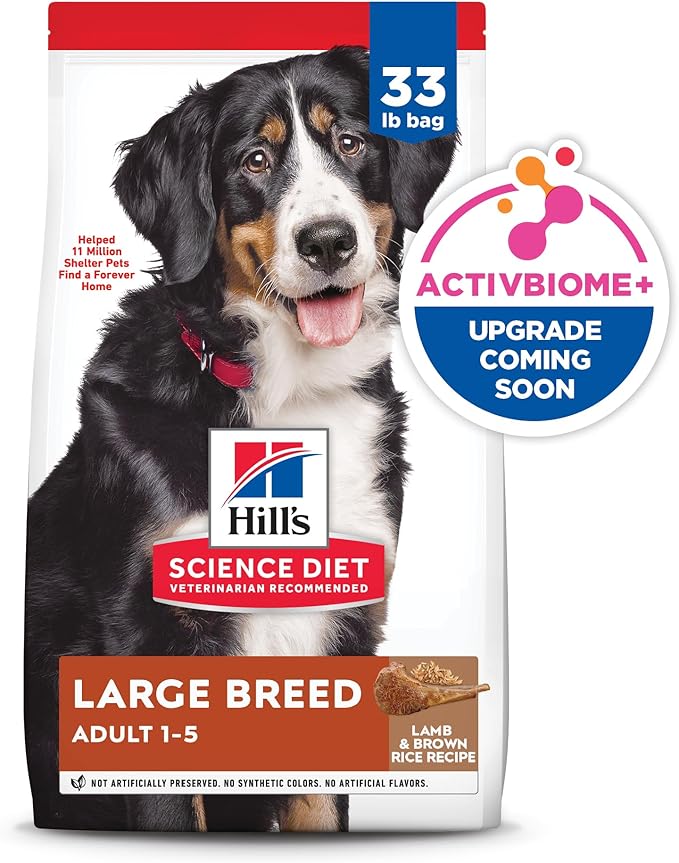 Hill's Science Diet Large Breed Adult Dry Dog Food 1-5, Quality Protein for Joint Support & Lean Muscles, Lamb & Brown Rice Recipe, 33 lb. Bag