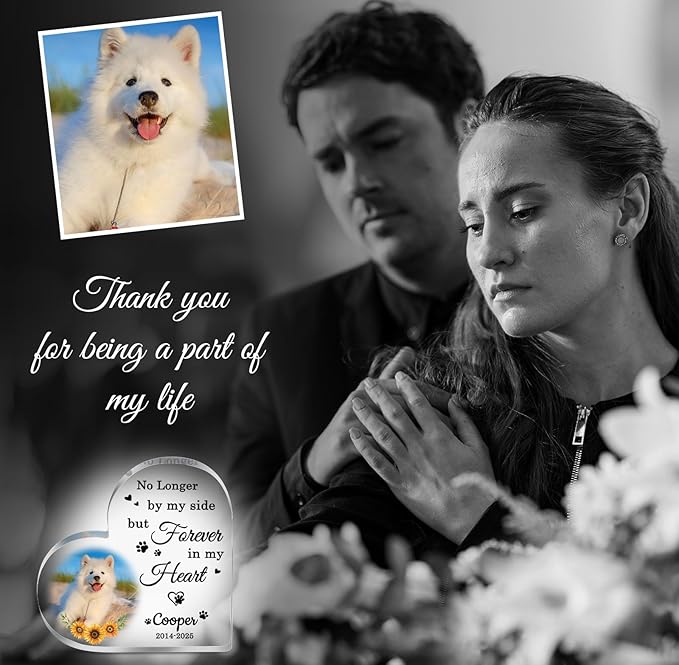 Personalized Pet Memorial Plaque, Dog Memorial Gifts for Loss of Dog, Pet Memorial Gifts for Dogs, Loss of Dog Cat Sympathy Gift, Pet Remembrance Gift, Custom Dogs Heart Shape Acrylic Plaque Keepsakes