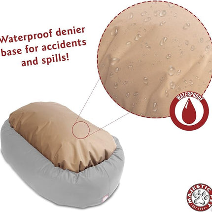 Majestic Pet 24 Inch Suede Calming Dog Bed Washable 24x19x7 (Inch) – Cozy Soft Round Donut Dog Bed with Spine Support for Dogs to Rest Their Head - Pet Bed Small – Gray