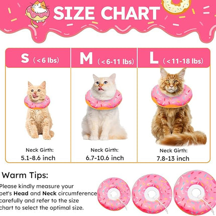 Cat Cone Collar Soft, Cat Recovery Collar for Wound Healing Cute Donut Adjustable Kitten Cones to Stop Licking Comfortable Lightweight Neck Elizabethan Collars for Kittens After Surgery