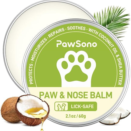 Lick-Safe Dog Paw & Nose Balm with Coconut Oil | Winter Road Salt & Cold Pavement Protector | All-Natural Moisturizer & Soother for Dry, Cracked Pads & Snout, Nose Butter for Bulldogs (60 g /2.1 oz)
