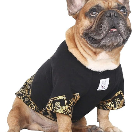 iChoue English Bulldog T Shirts Clothes for Medium Dogs Large French Frenchie Pug English Pitbull Boston Terrier - Black Money, XXL