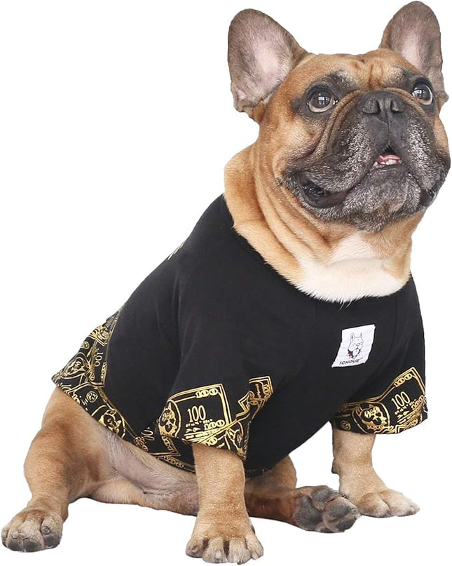 iChoue English Bulldog T Shirts Clothes for Medium Dogs Large French Frenchie Pug English Pitbull Boston Terrier - Black Money, XL