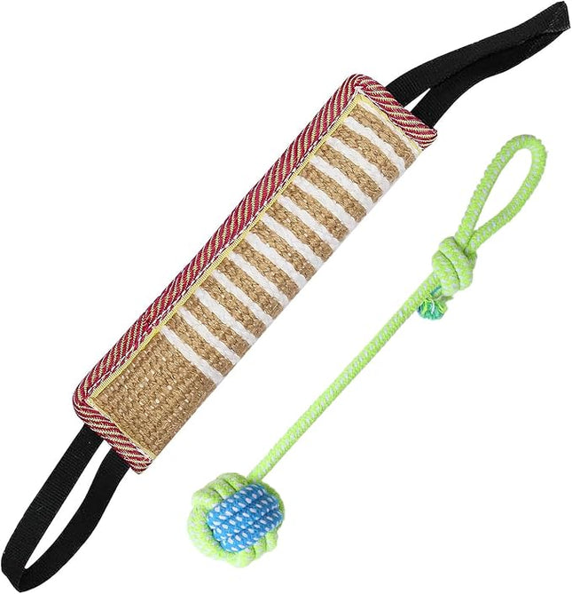 Storystore Dog Tug Toy Dog Training Bite Pillow Jute Bite Toy - Best for Tug of War, Puppy Training Interactive Play - Interactive Toys for Small and Medium Dogs
