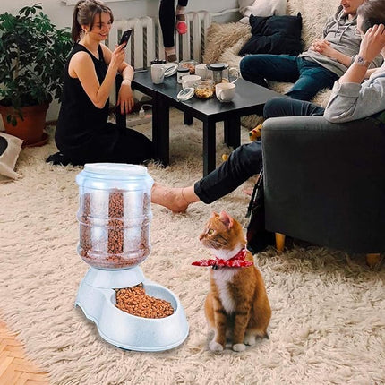 Zento Deals Automatic Self-Dispensing Pet Feeder Premium Quality Replenish Eating Bowl Storage Container Self Feeding Gravity 3.5 liters (Feeder)