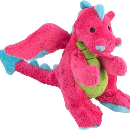 goDog Dragons Squeaky Plush Dog Toy with Chew Guard Technology, Durable Fabric & Squeaker for Active Play, Pink, Small