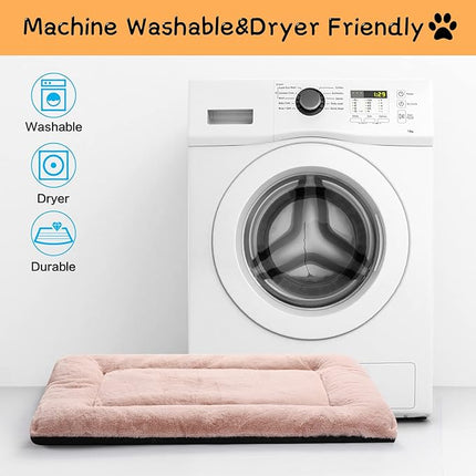 Dog Beds Crate Pad for Medium Dogs Fit Dog Crates,Washable & Anti-Slip Kennel Pad for Dogs Cozy Sleeping Mat,Pink 30inch