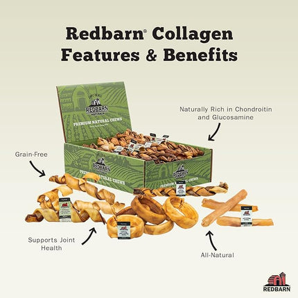 Redbarn Pet Products All-Natural Large 12" Beef Collagen Sticks for Dogs - Long Lasting Low-Odor Alternative to Traditional Rawhide & Bully Sticks - Supports Healthy Joints, Skin, & Coat - 3 Pack